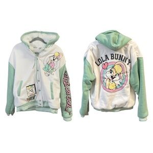Looney Tunes White and Green Jacket Hoodie Fleece Lola Bunny NEW WITH TAGS